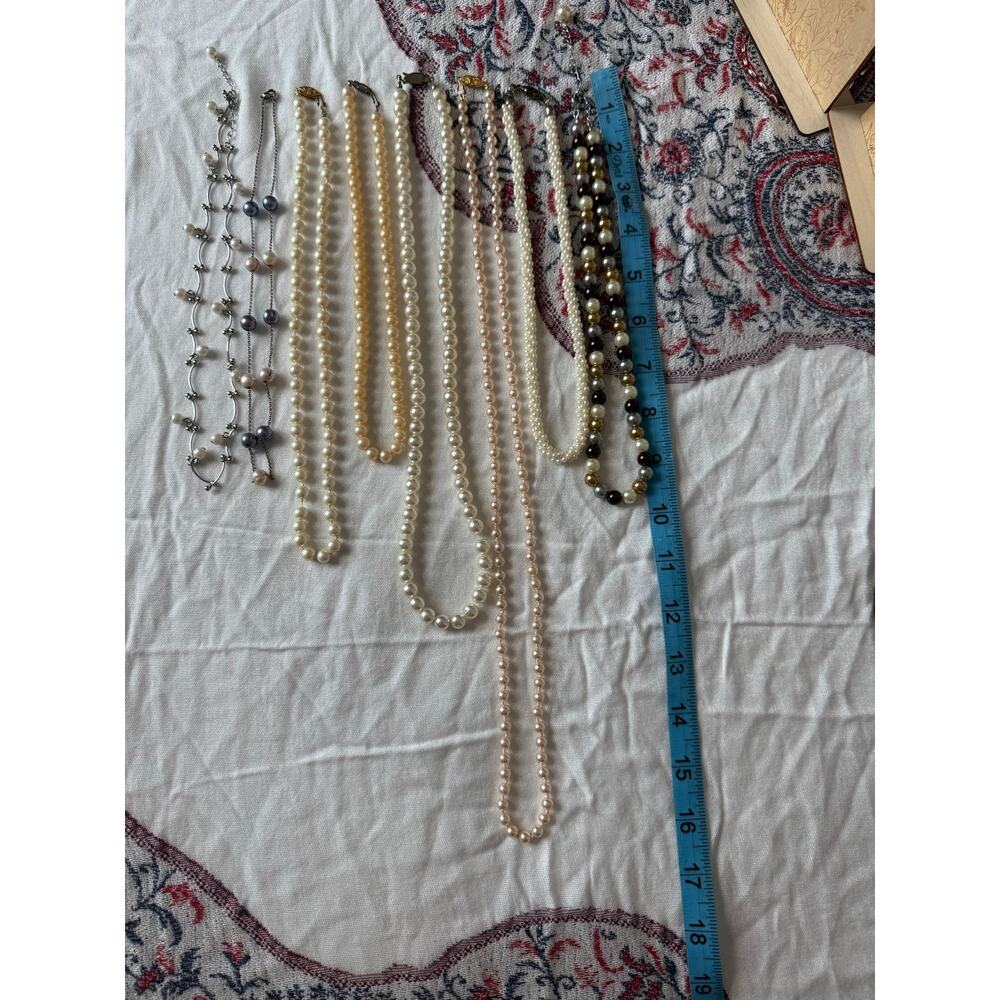 Vintage Faux Pearl Jewelry Lot Marvella Japan Necklaces Earrings Mid Century - Picture 2 of 14
